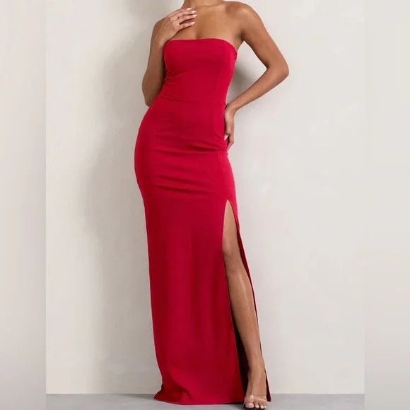 white christmas dresses Mia Black Maxi Dress With Sash – Club L London main image 1
